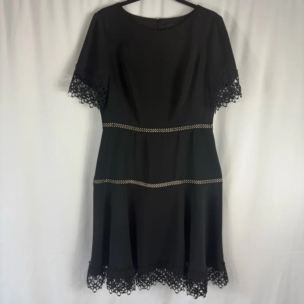 Shani  Lace-Trim Crepe Fit & Flare Dress size:USA 10